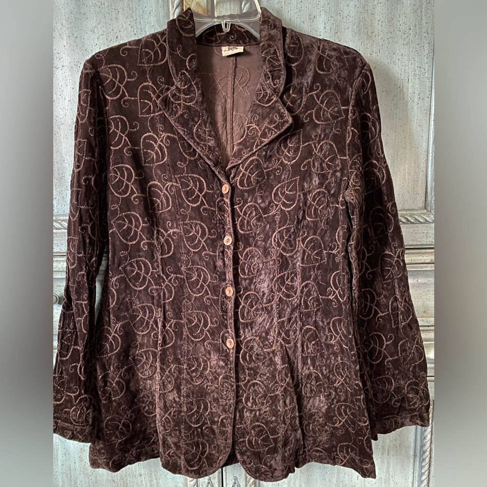 Brown Top/Jacket With Leaf Pattern - image 1